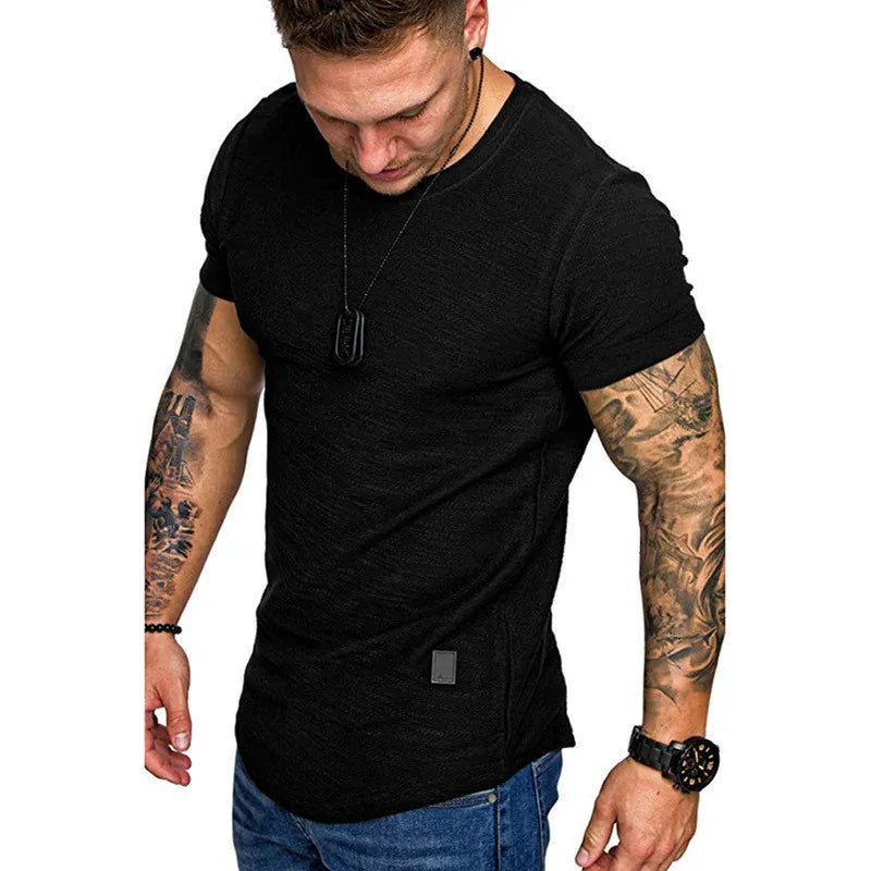 Men's Casual Fashion Solid o Neck t-Shirt Summer