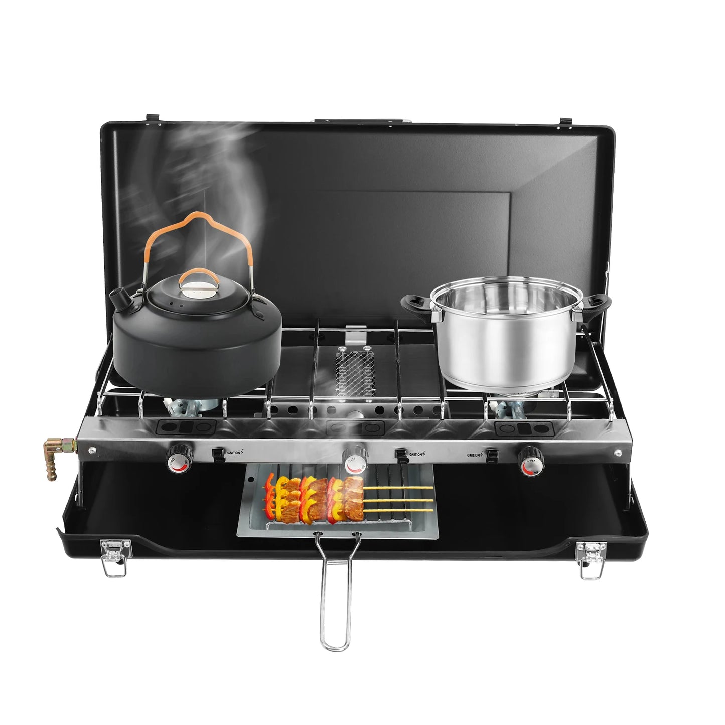 Campfire Grill with 3 Burners, High-Power Burner