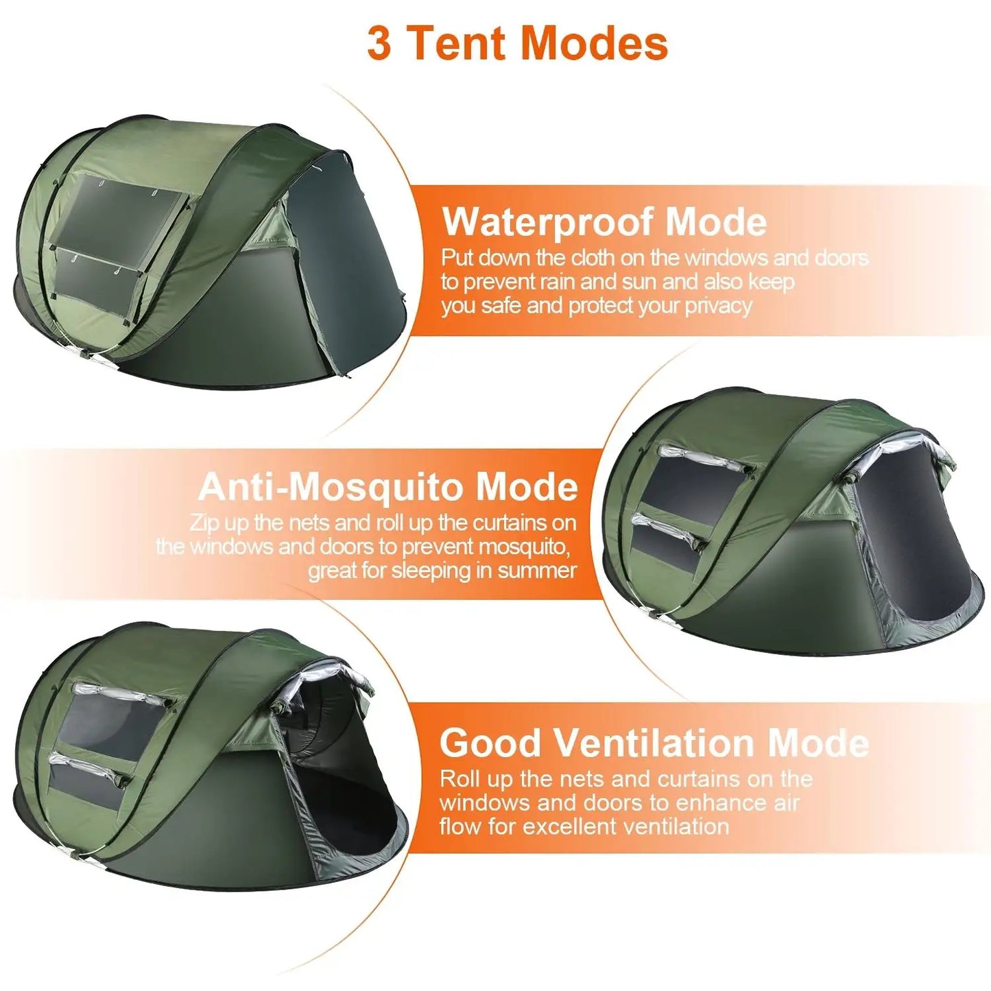 Pop Up Camping Tent - Waterproof Instant Setup