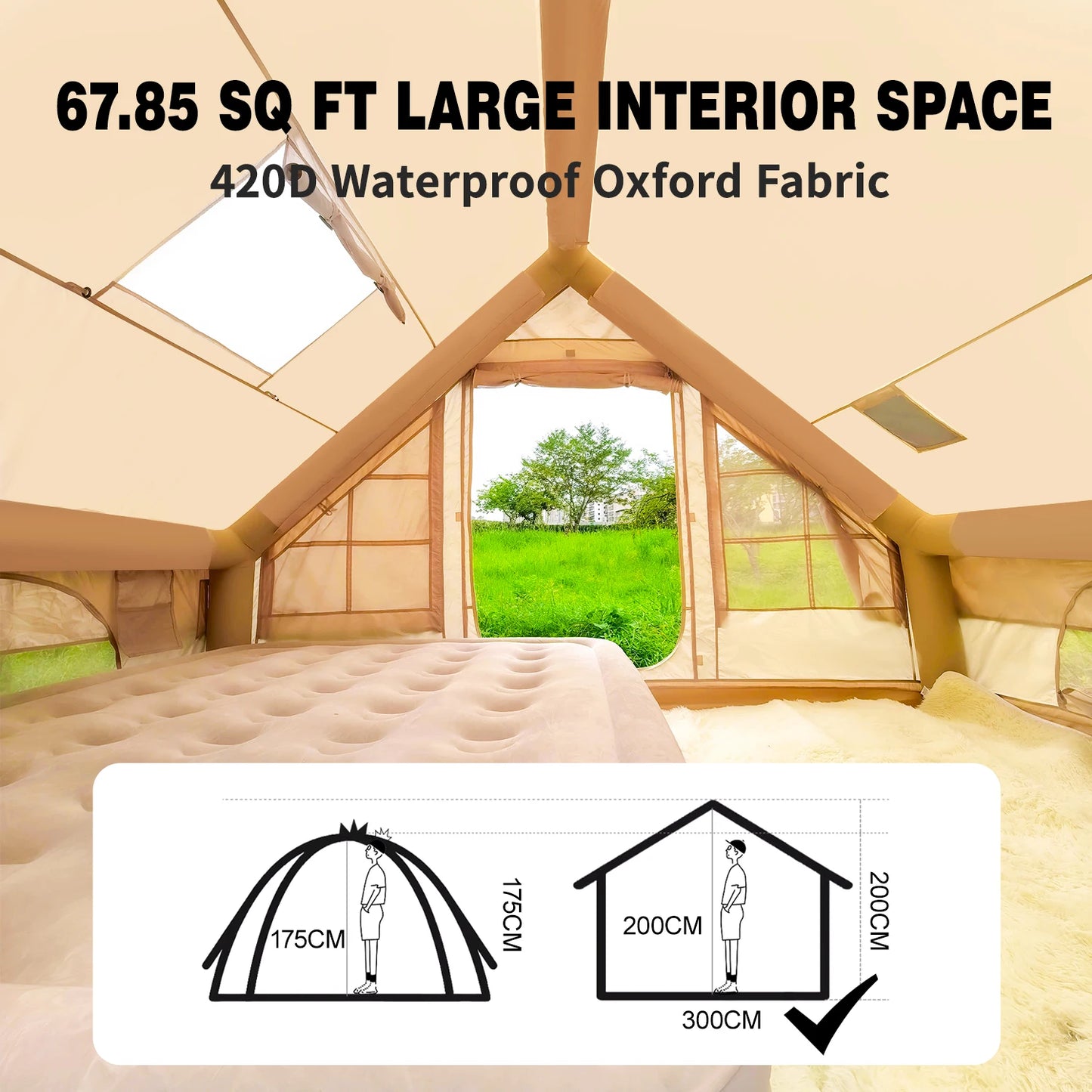 Inflatable Camping Tent 4-6 People With Stove Jack