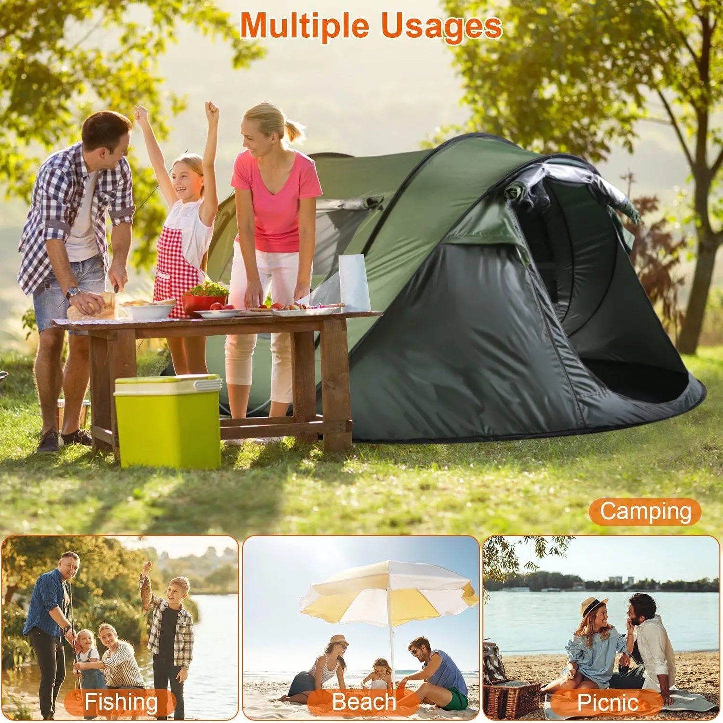 Pop Up Camping Tent - Waterproof Instant Setup