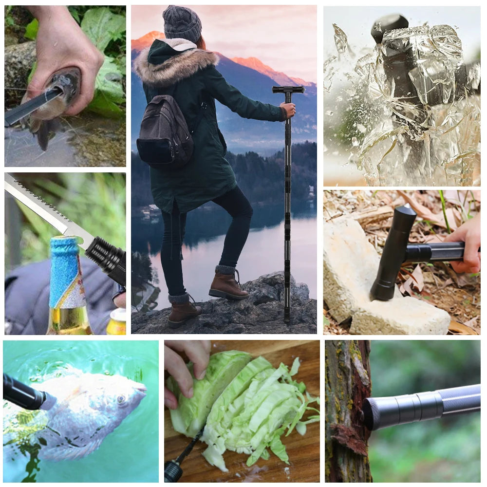 Multi Mountaineering Stick with Camouflage Backpack