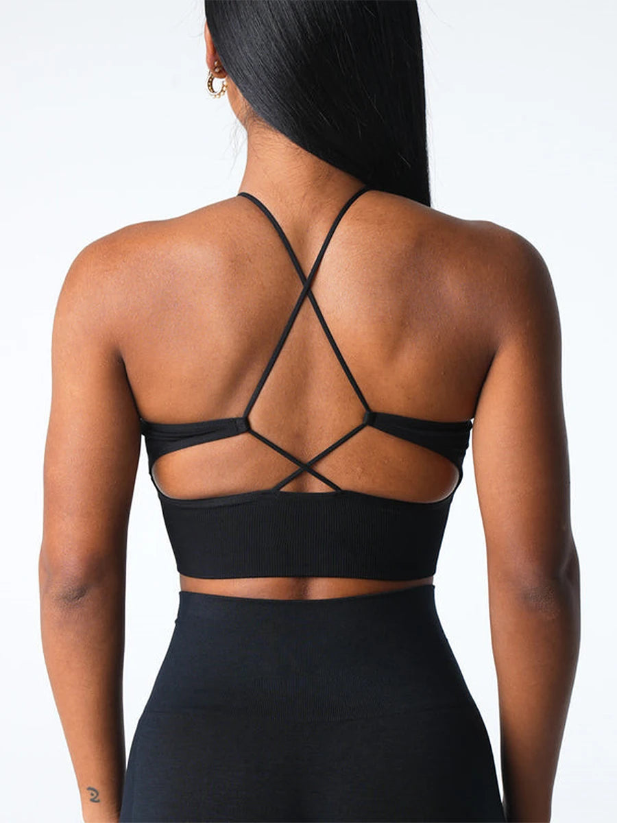 Women s Seamless Sports Bra Solid Color Sleeveless Yoga