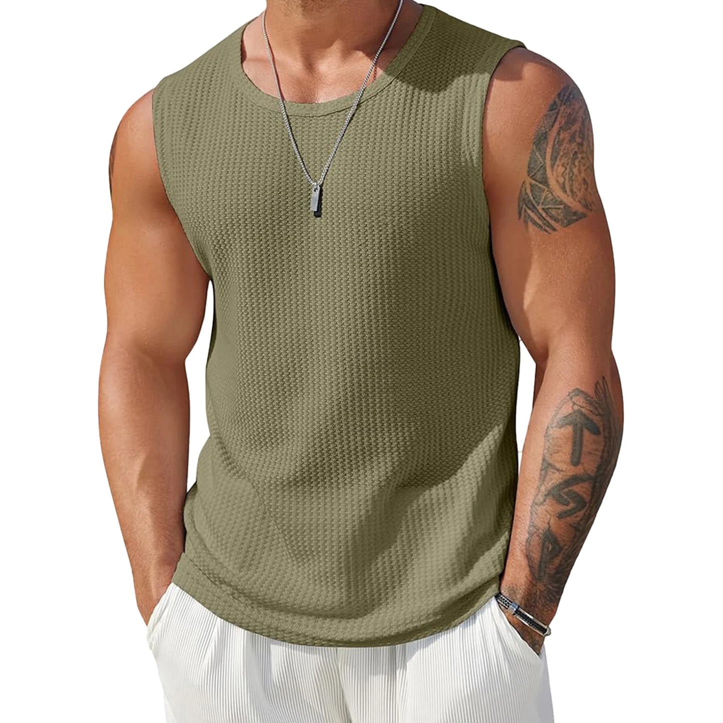 Men s Ribbed Knit Tank Tops