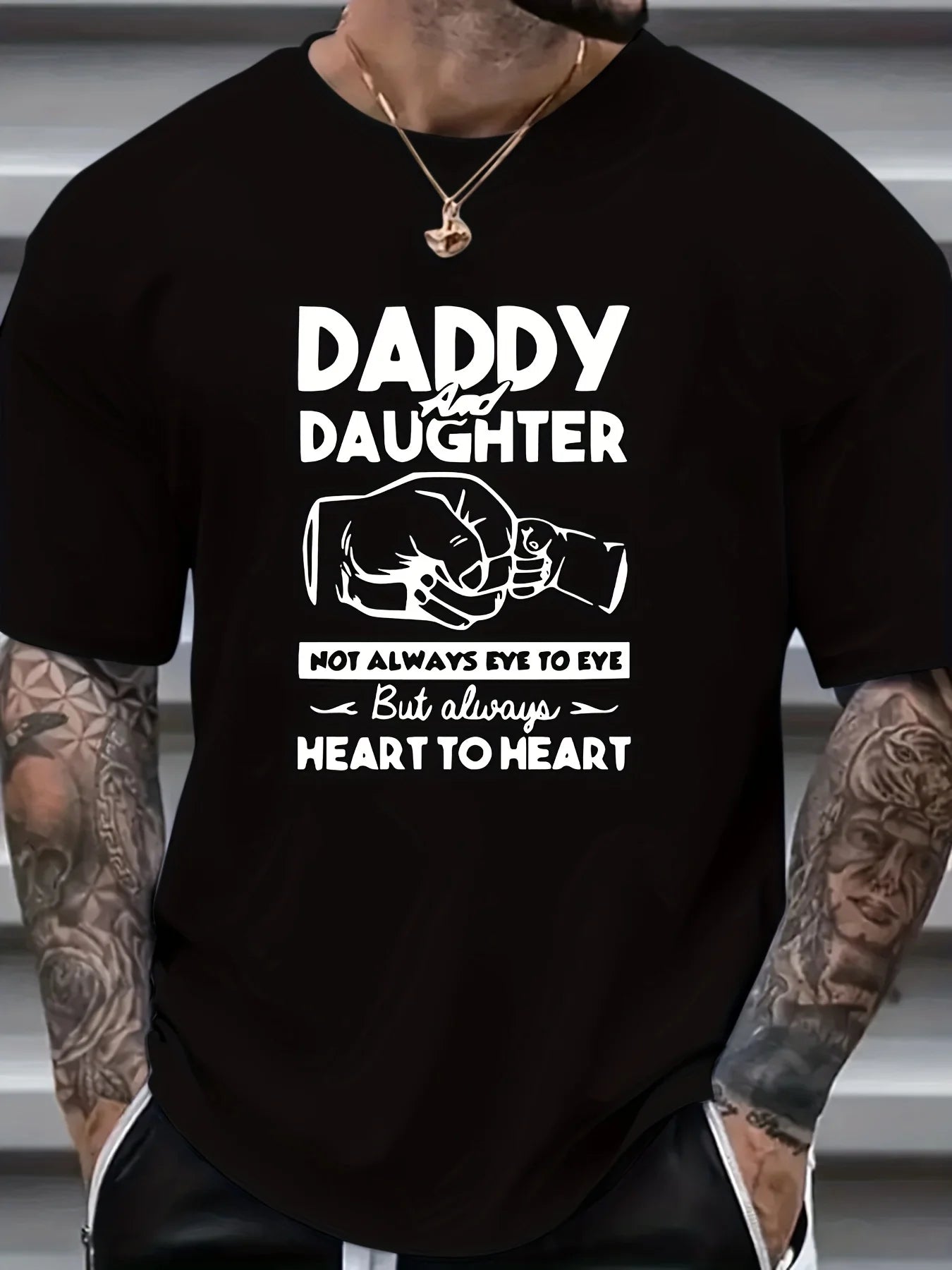 Plus-size Men'S "Dad and Daughter" Print T-shirt