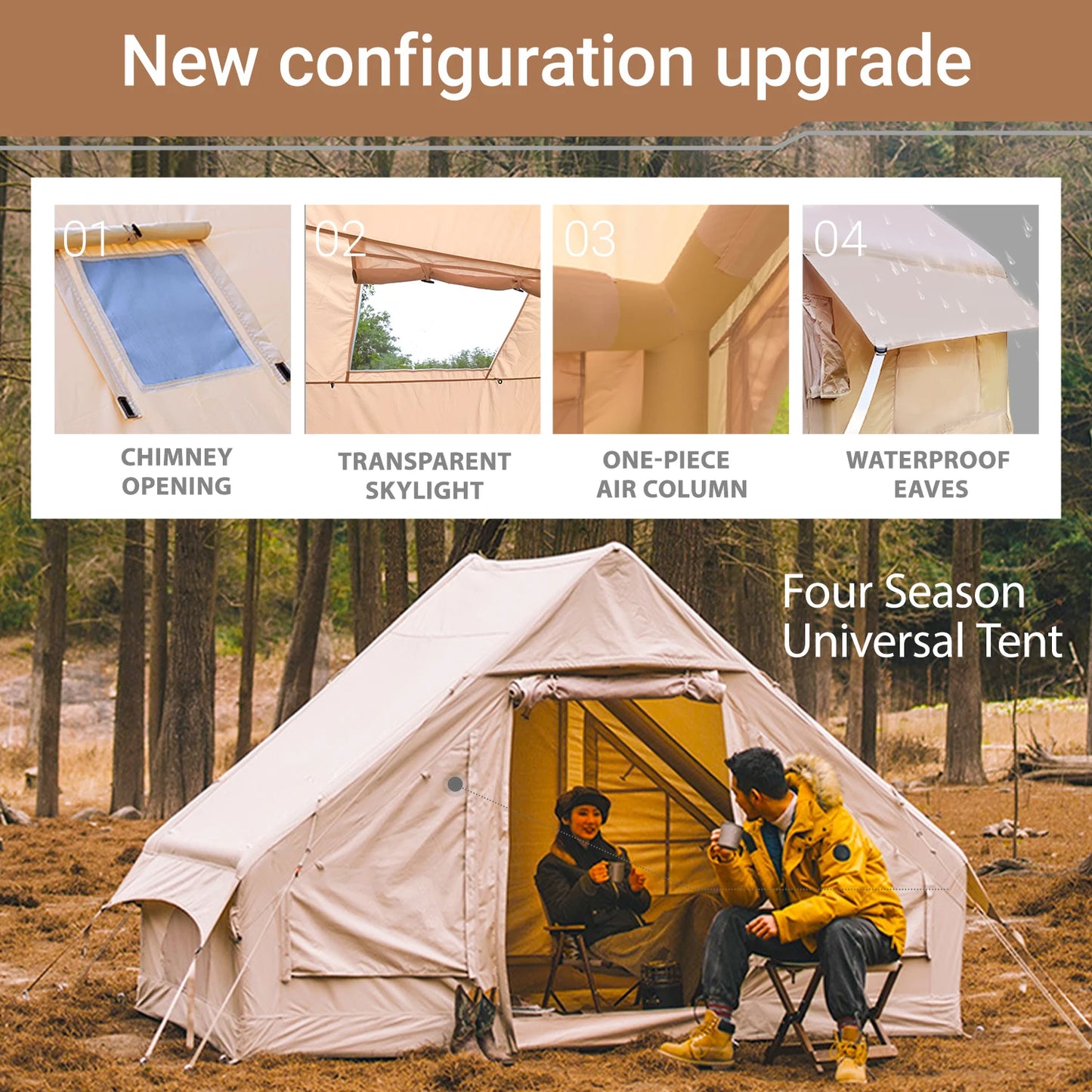 Inflatable Camping Tent 4-6 People With Stove Jack