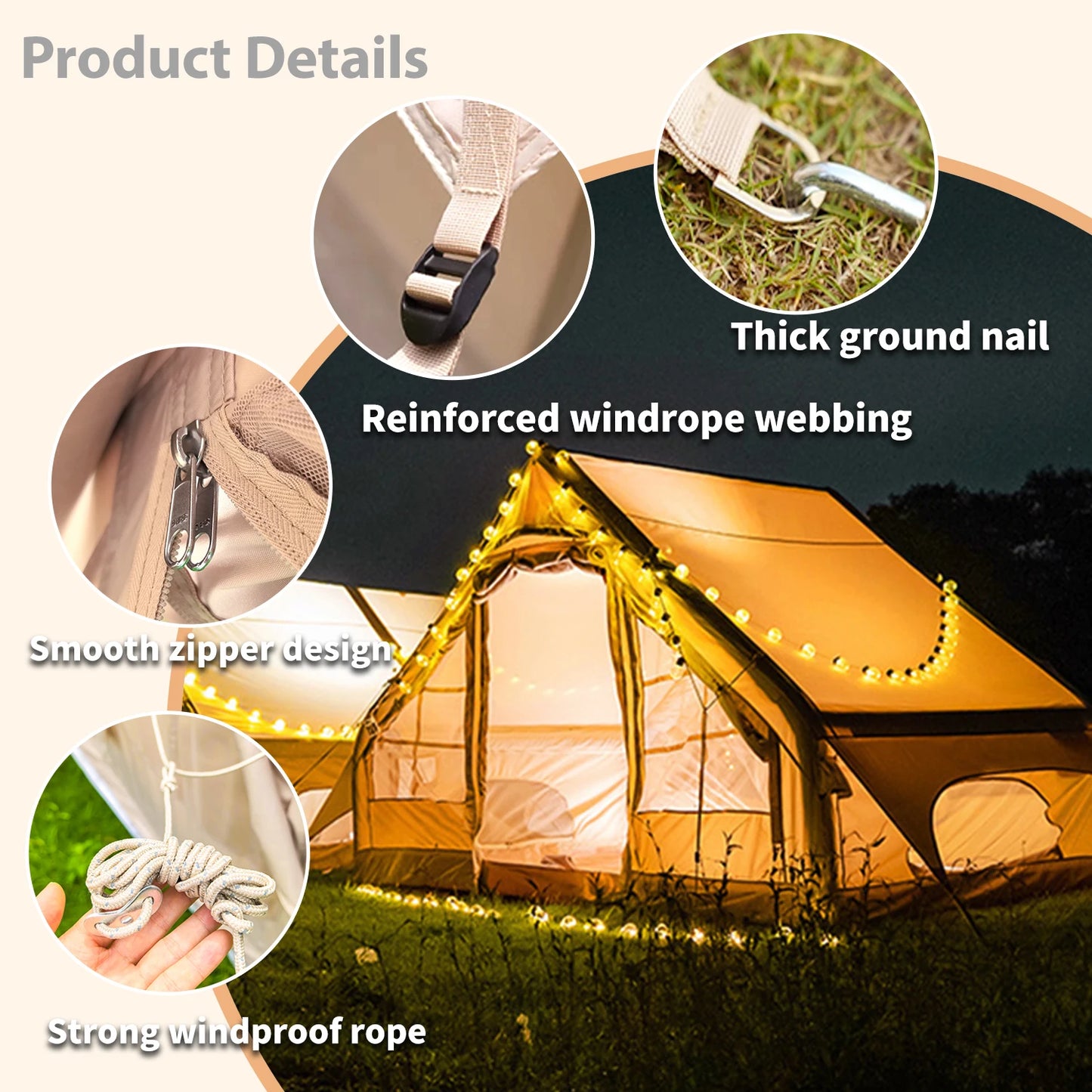 Inflatable Camping Tent 4-6 People With Stove Jack
