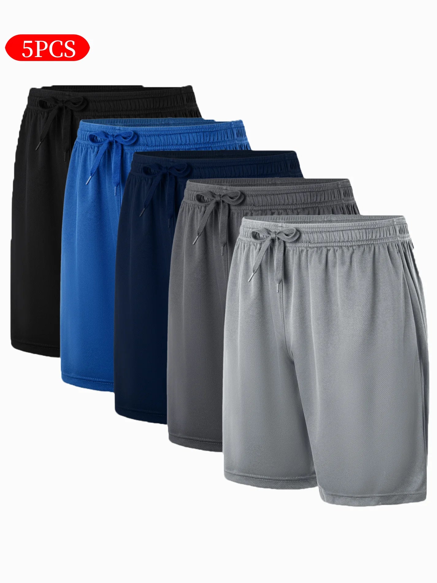 5-piece men's casual shorts with drawstring waistband