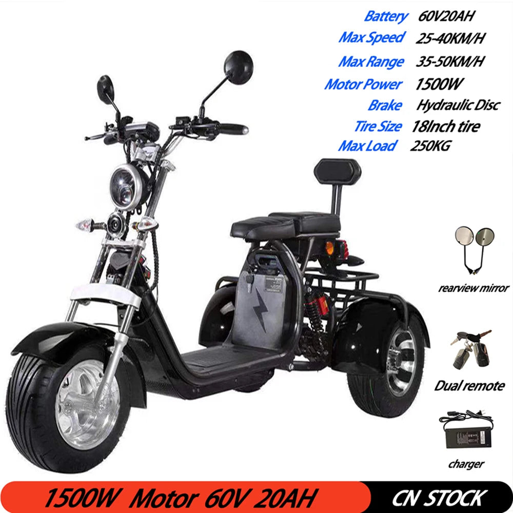 Adult Electric 3 Wheel Scooter Off road Fat Tire