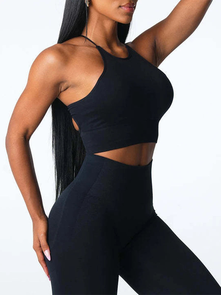 Women s Seamless Sports Bra Solid Color Sleeveless Yoga