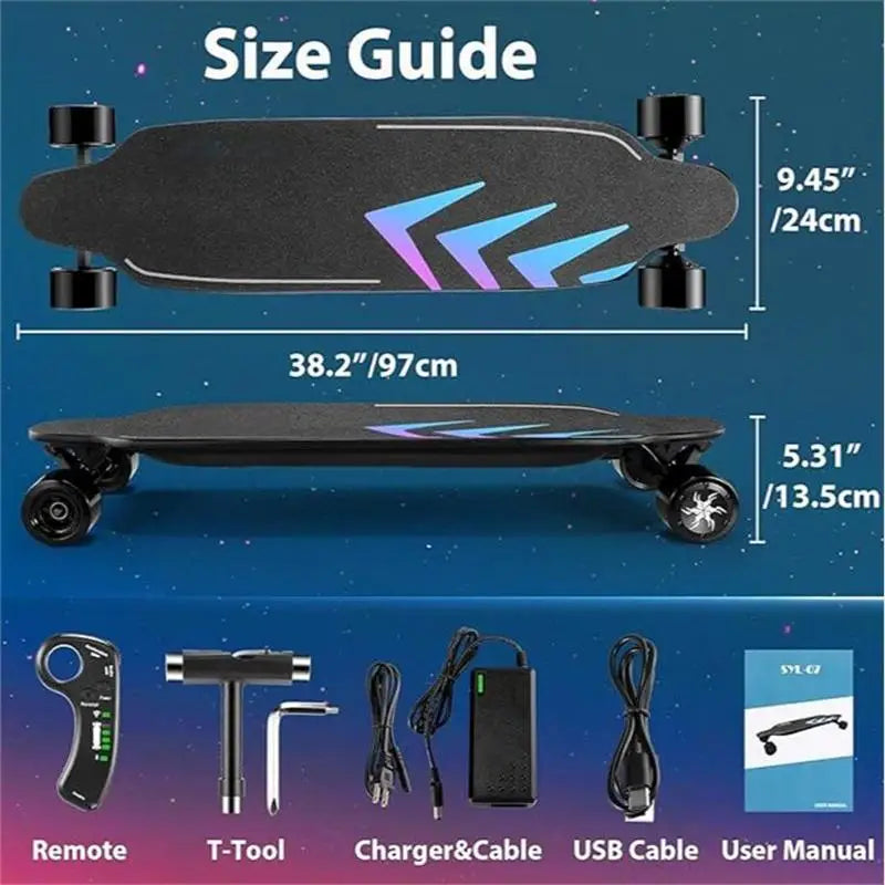 Electric Skateboard with Remote Control, Safety Glow Paper