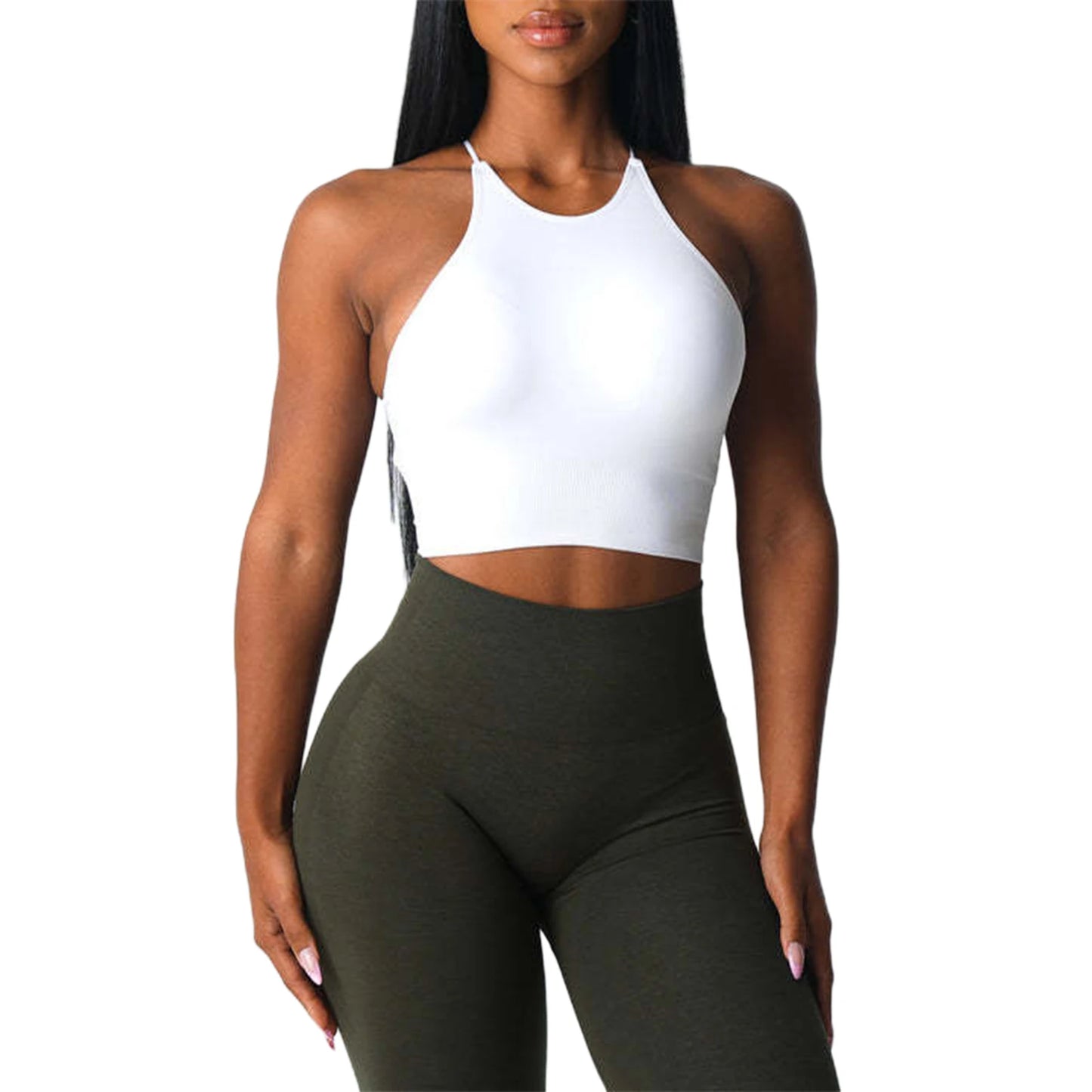 Women s Seamless Sports Bra Solid Color Sleeveless Yoga