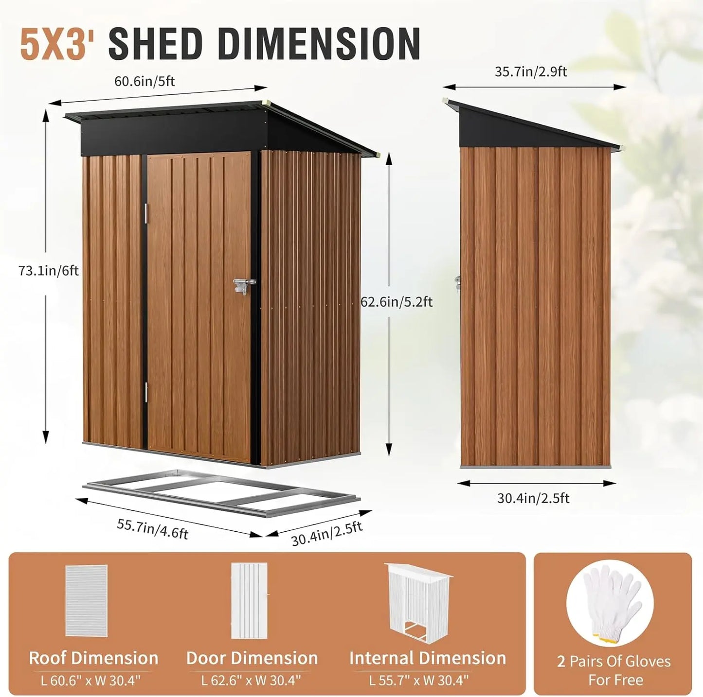 Storage Shed, Outdoor Metal Shed W/ Floor & Lock