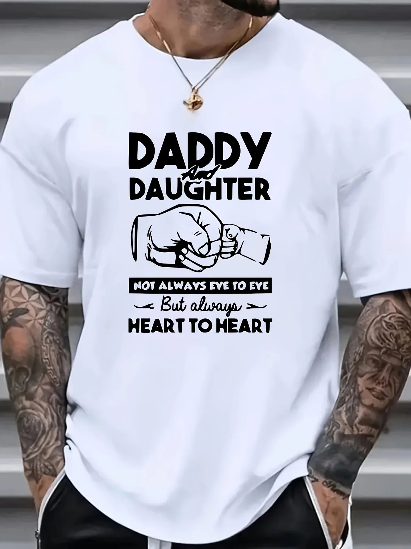 Plus-size Men'S "Dad and Daughter" Print T-shirt
