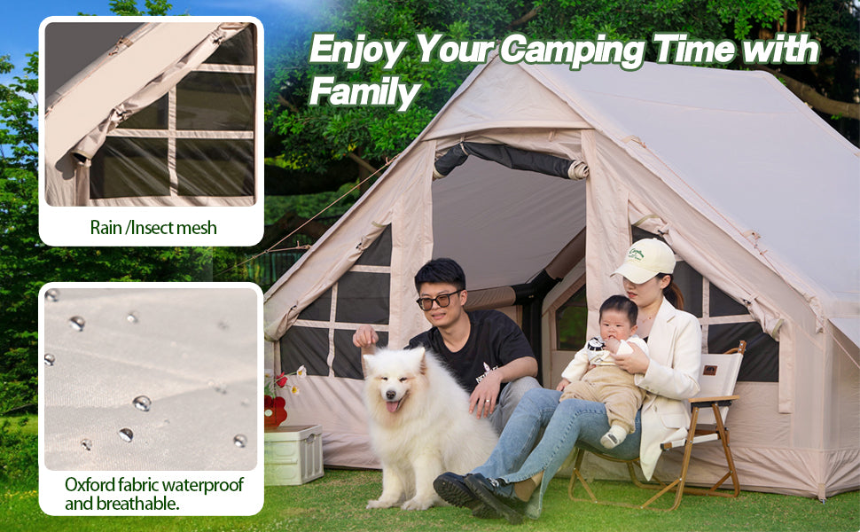 Inflatable Camping Tent 4-6 People With Stove Jack