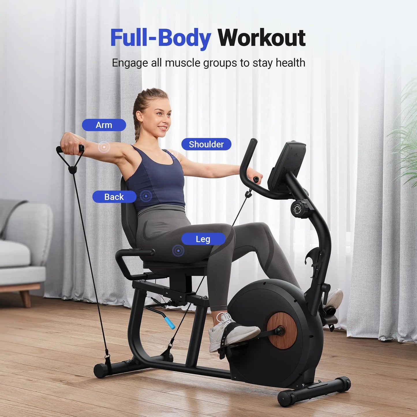 Exercise Bike Home Upgraded Durable Magnetic Stationary Recumbent