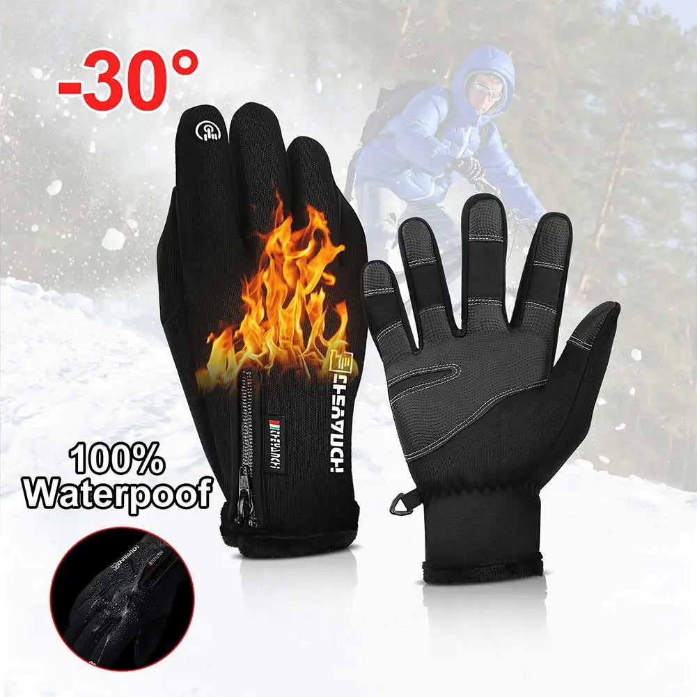 Cycling gloves Anti-skid Unisex winter zipper - Outdoor Hobbies and Adventures