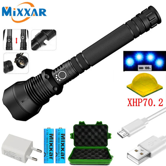 LED Tactical Flashlight XHP70.2 Super Bright