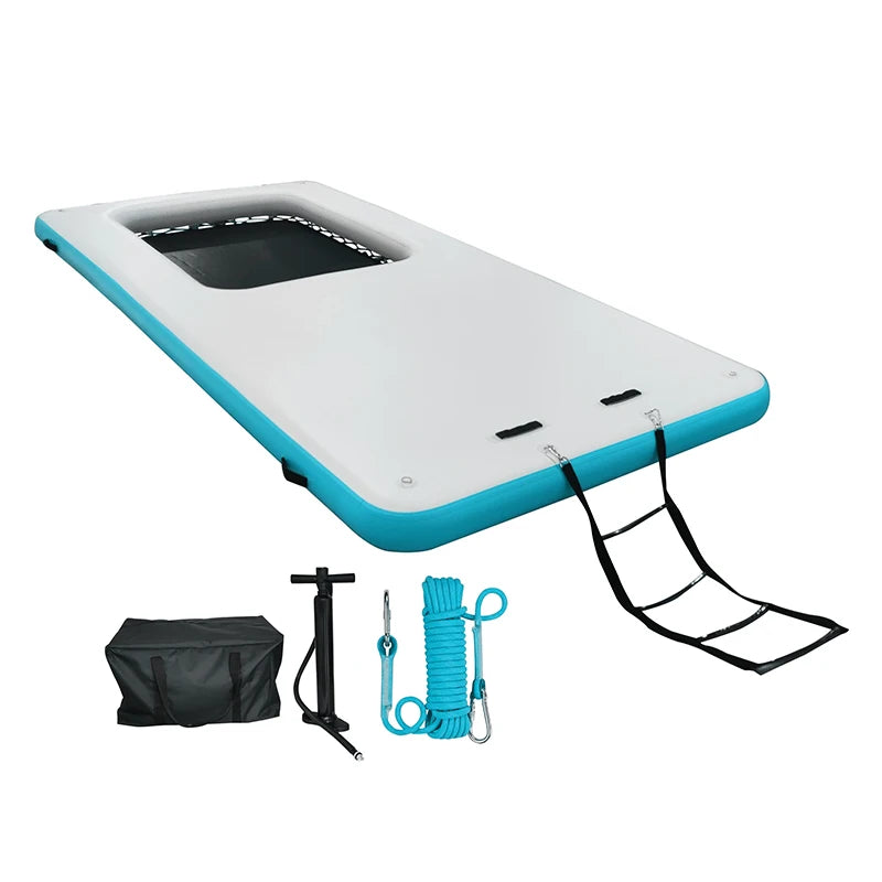 floating pool island swimming dock platform  with ladder