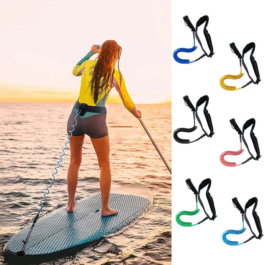 Coiled Leash Maximum Tensile  Stand Paddle Boards - Outdoor Hobbies and Adventures