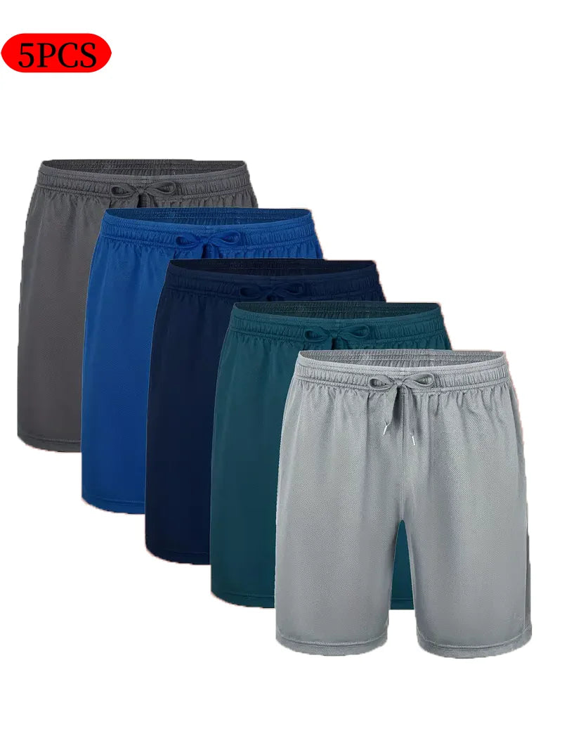 5-piece men's casual shorts with drawstring waistband