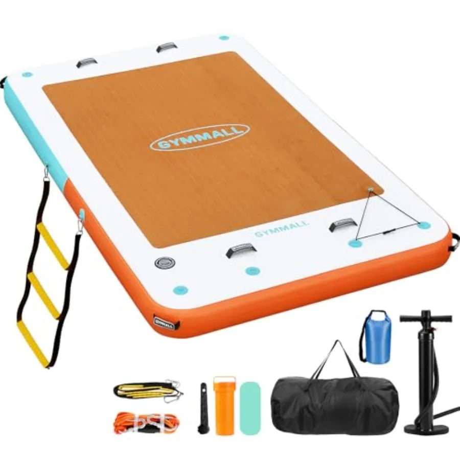 Inflatable Floating Dock for Lakes with Rope Ladder
