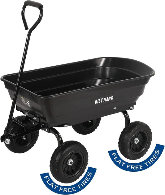 No-Flat Tires Poly Yard Dump Cart
