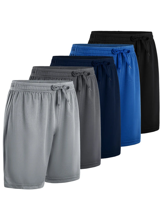 5-piece men's casual shorts with drawstring waistband