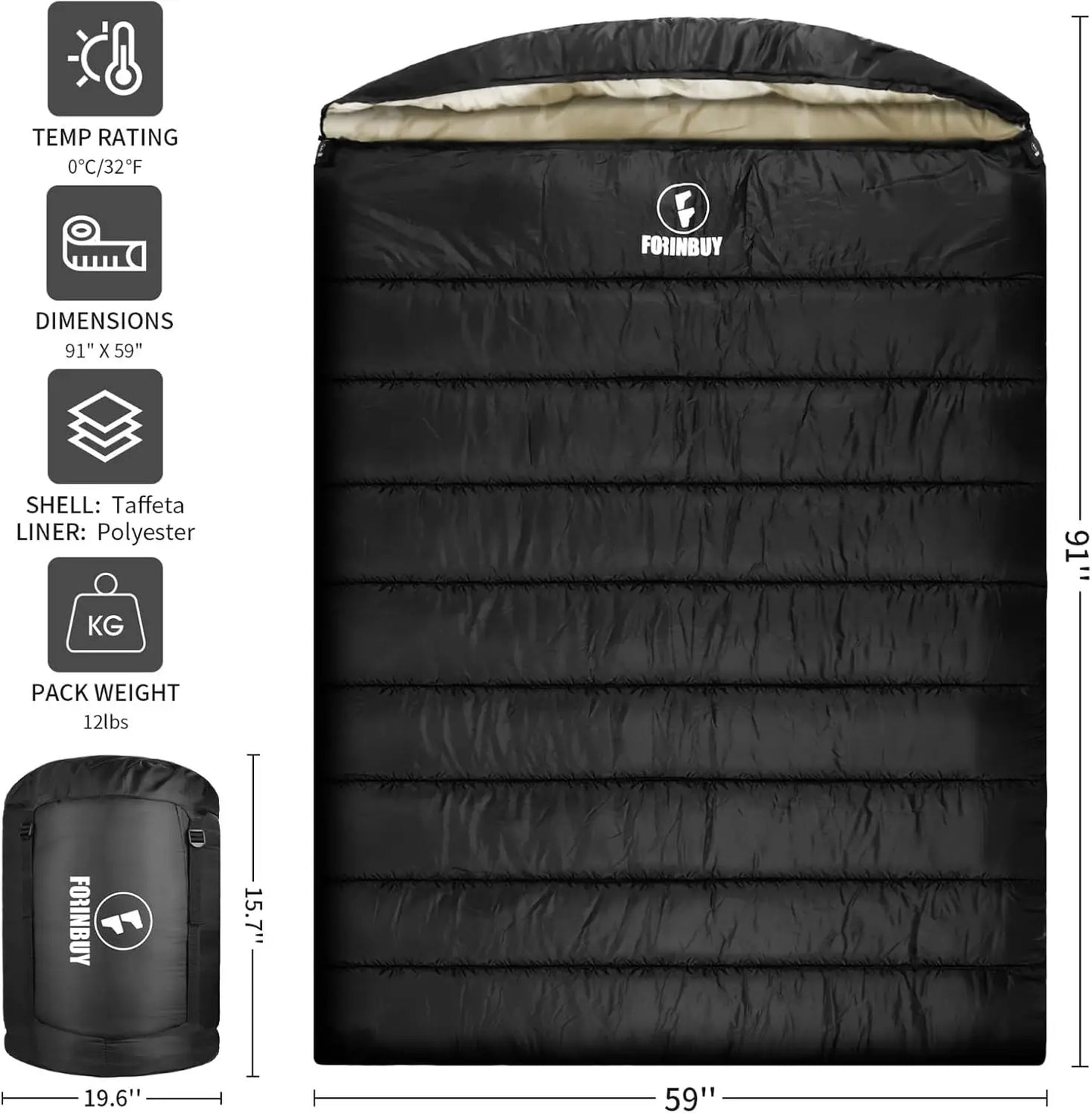 Sleeping Bag for Adults, 2 Person Cold Weather