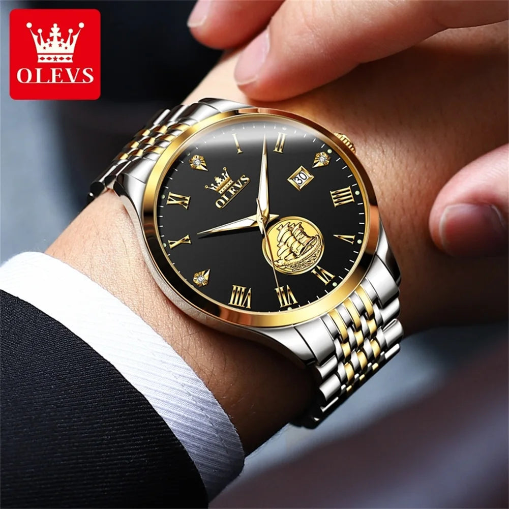 Watch for Men Luxury Brand Real Gold Sailboat