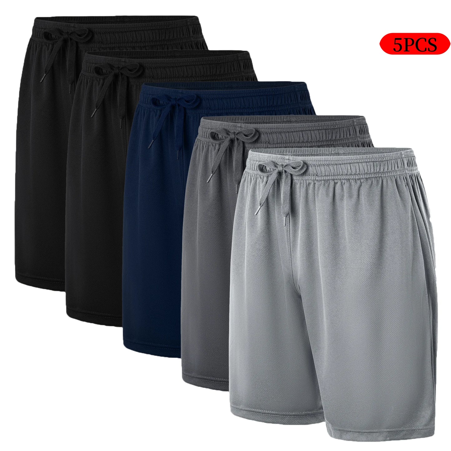 5-piece men's casual shorts with drawstring waistband