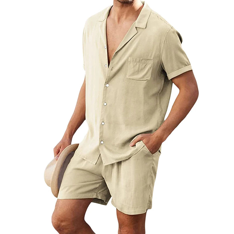 Men s Casual Two Piece Linen Outfit