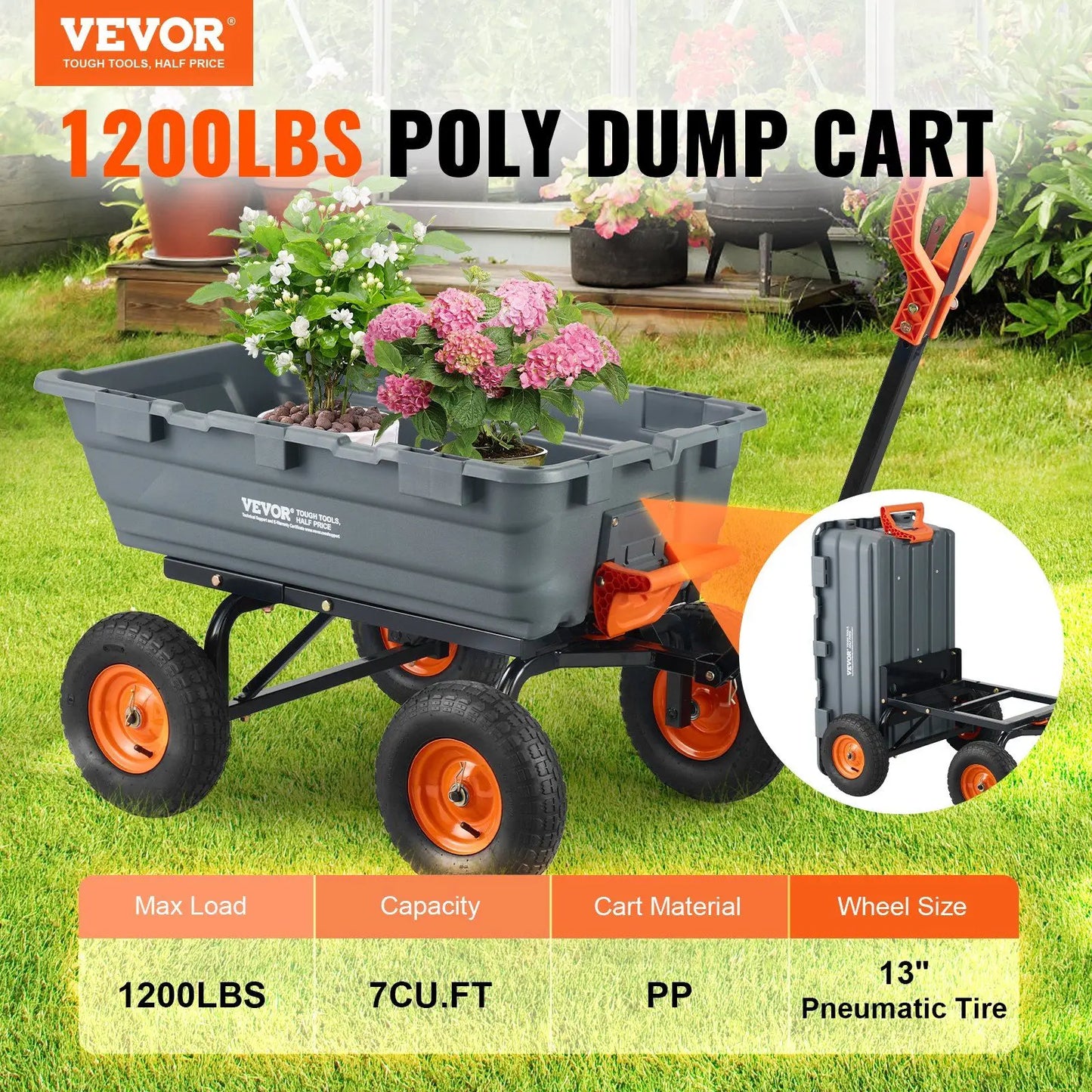 Poly Garden Dump Cart