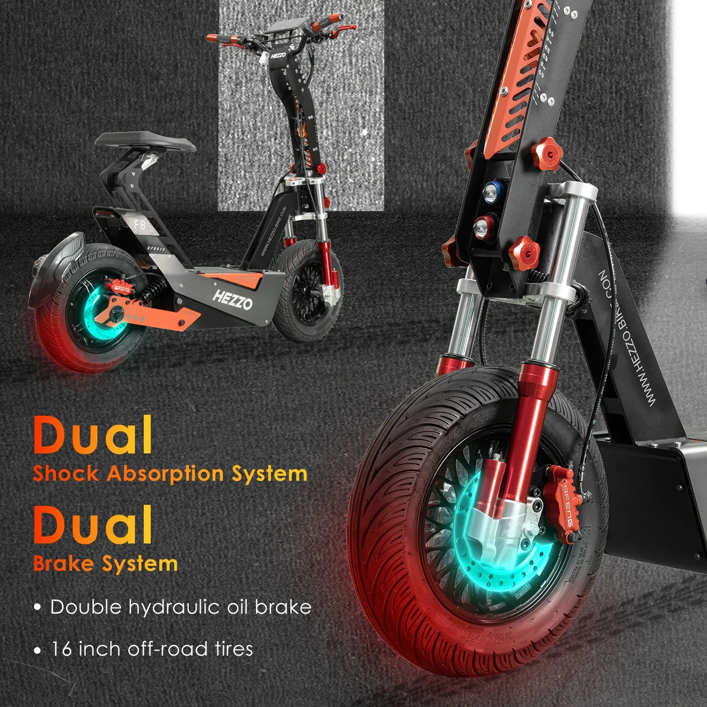 Electric Scooter 16 Inch Foldable Long Range Off Road