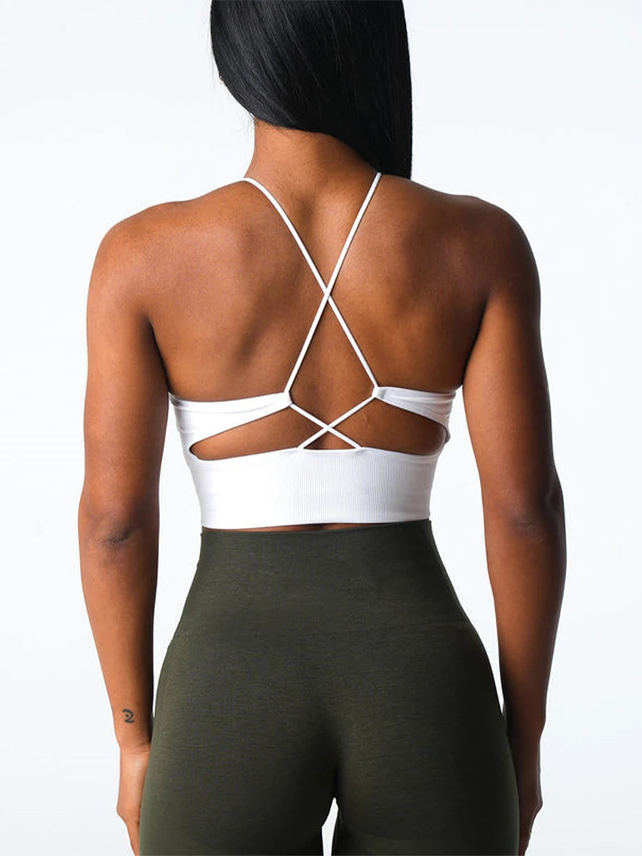 Women s Seamless Sports Bra Solid Color Sleeveless Yoga