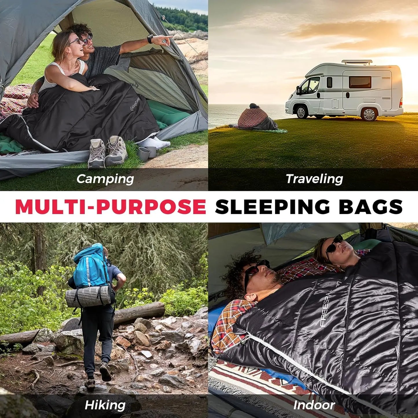 Double Sleeping Bag with Pillows for Couples & Family