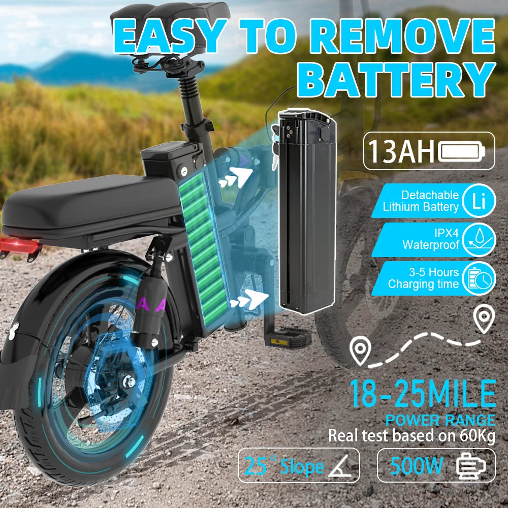 Foldable Ebike Removable Battery  for Aldult