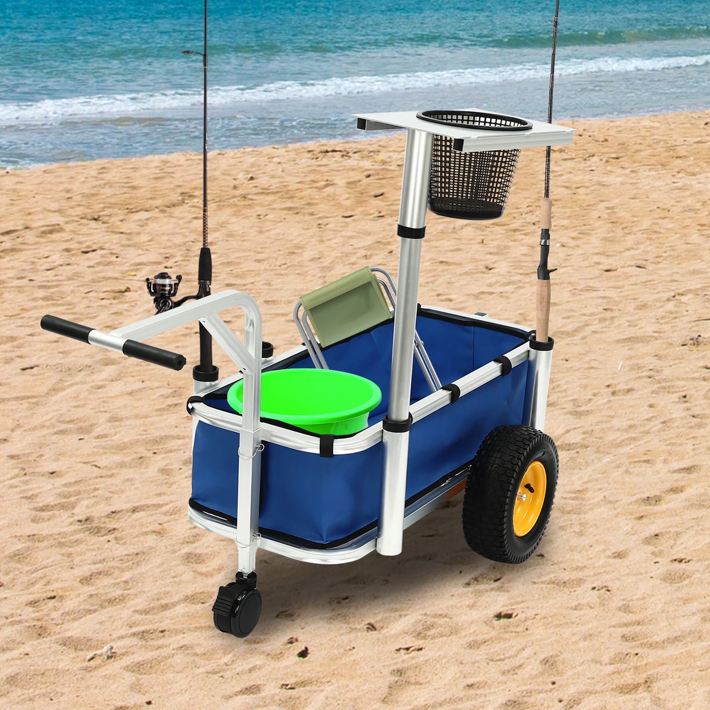 Outdoor Fishing Cart Aluminum Wagon-Rod Holders