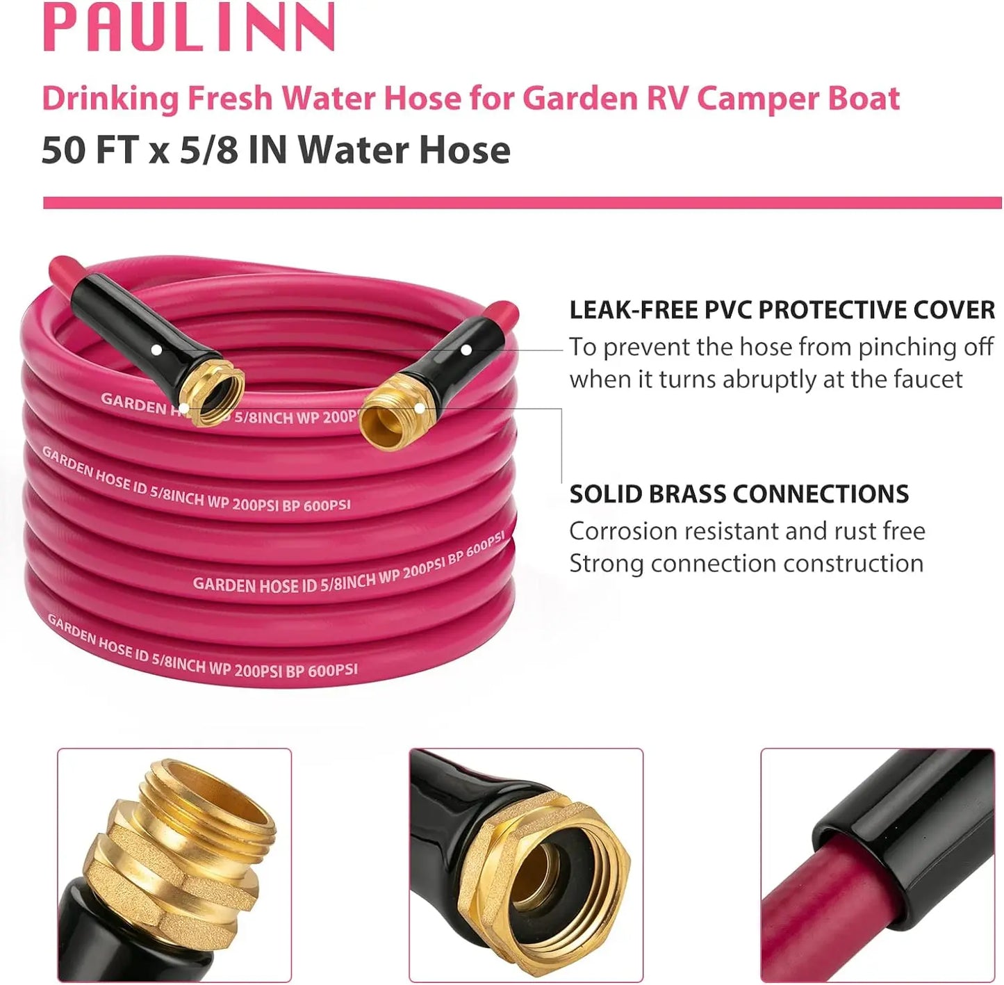 Garden Hose 50 ft x 5/8 in Heavy Duty Water