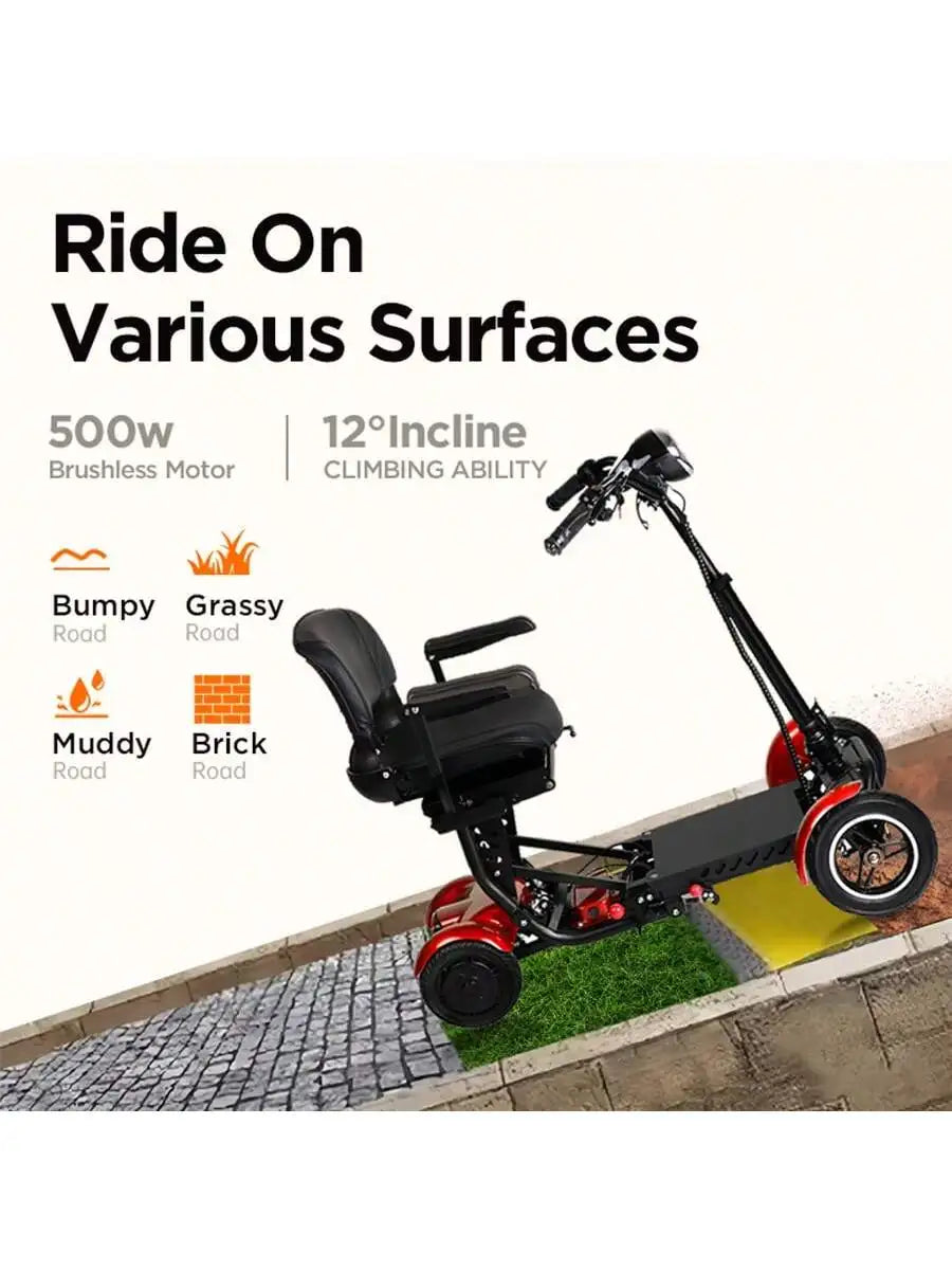 Foldable Four Wheel Electric Scooter,for Elderly All Terrain