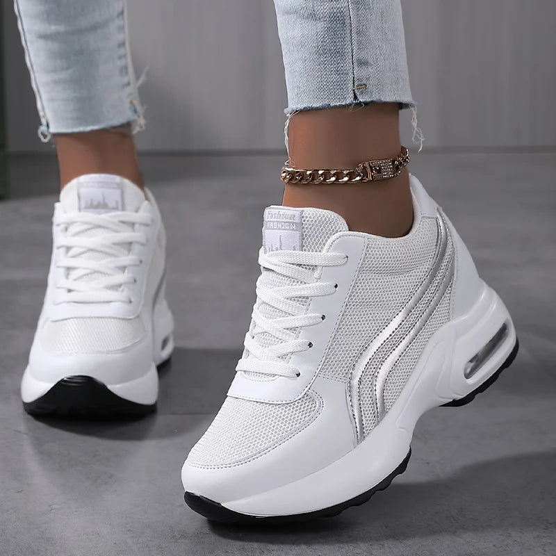 Women Air Cushion Sneakers Mesh White