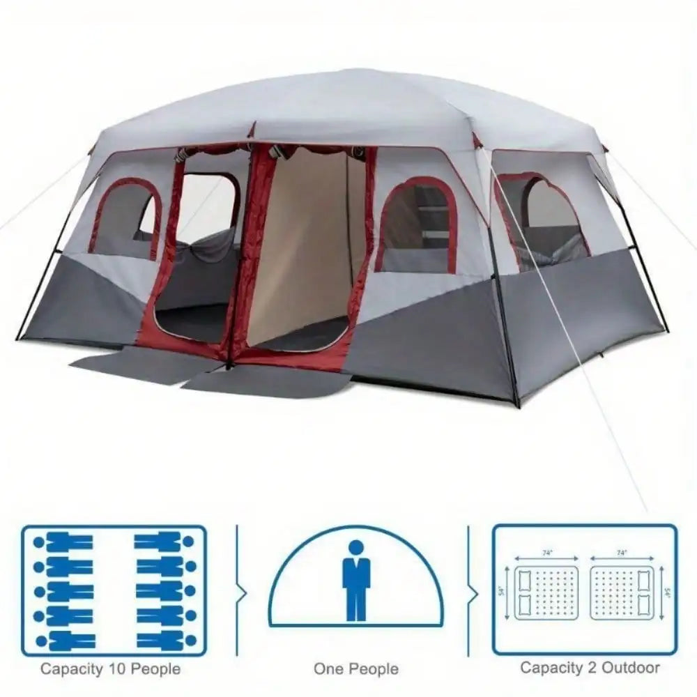 Camping Tent Cabin Tent 10 Person 2 Rooms