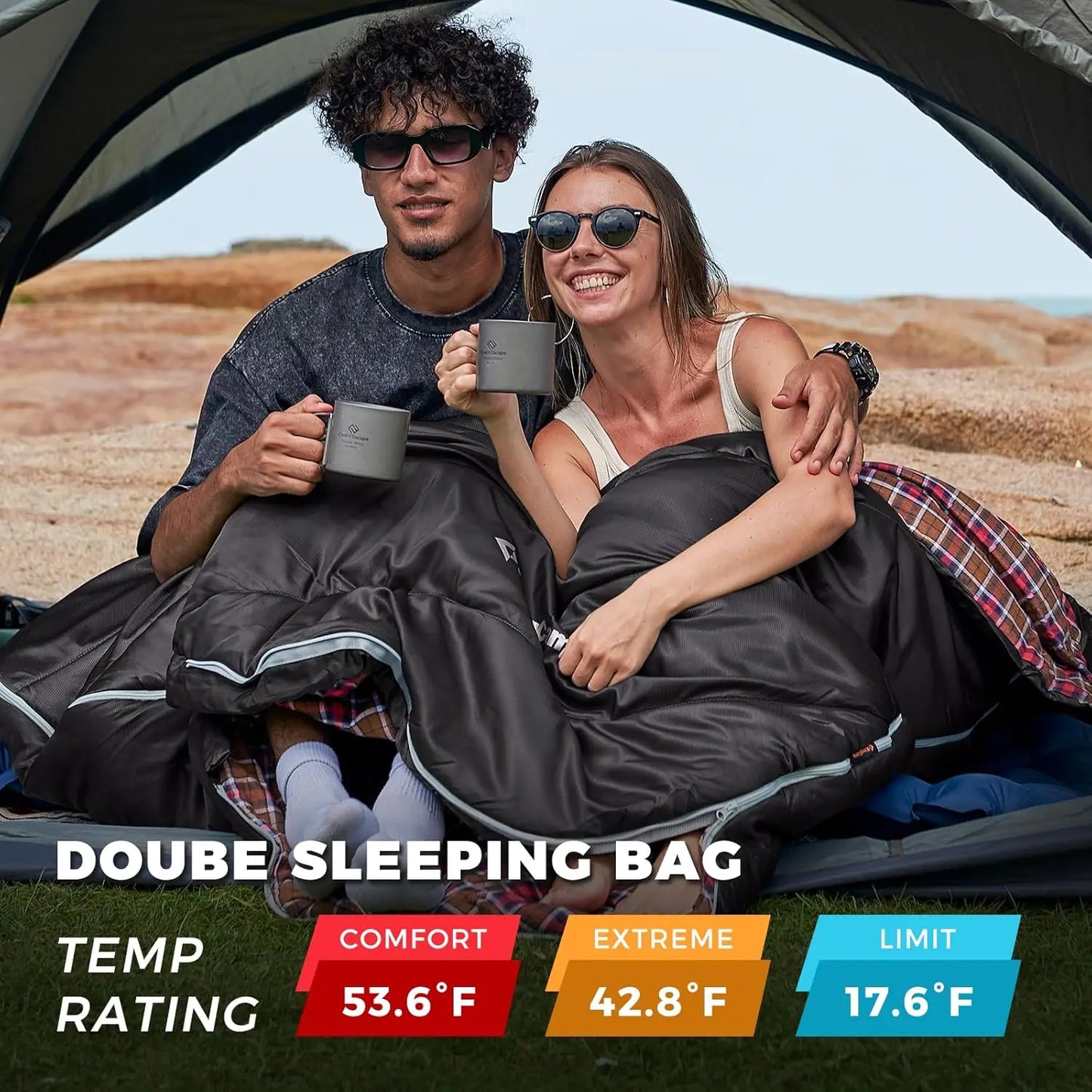 Double Sleeping Bag with Pillows for Couples & Family