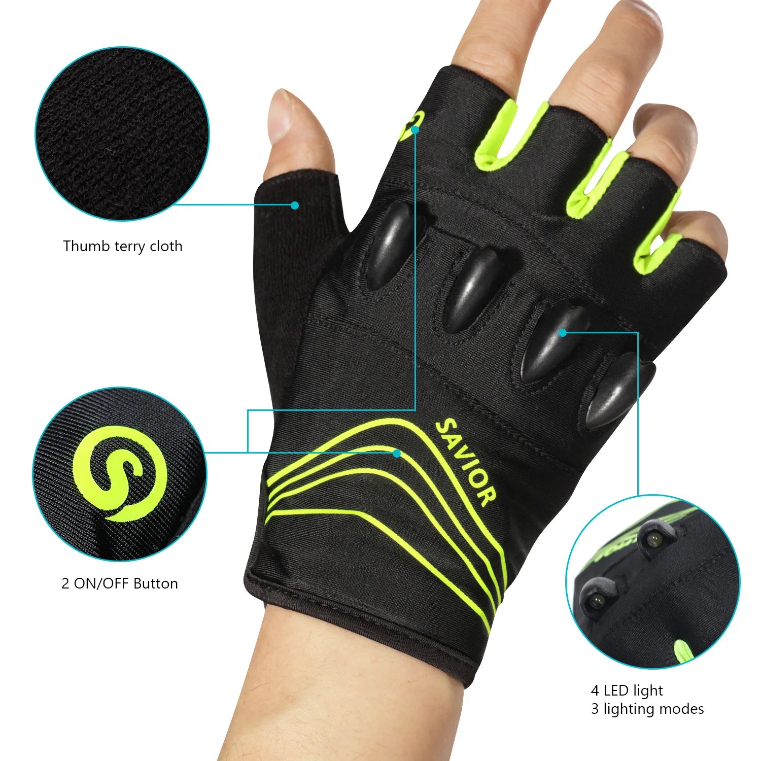 Flashlight Gloves Breathable Half Finger Fingerless - Outdoor Hobbies and Adventures