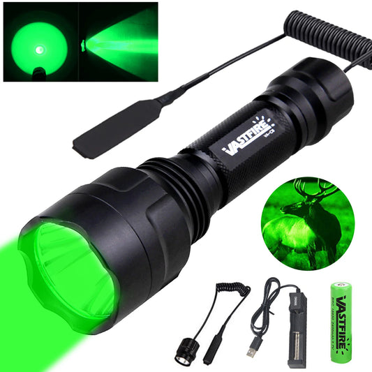 Green LED Hunting Flashlight Tactical