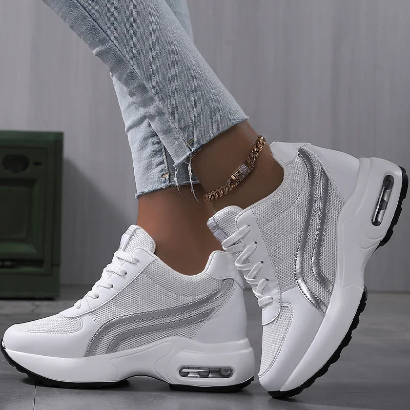 Women Air Cushion Sneakers Mesh White