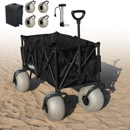 Beach Cart with Balloon Wheels Large Capacity