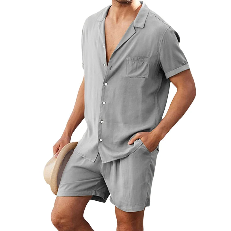 Men s Casual Two Piece Linen Outfit
