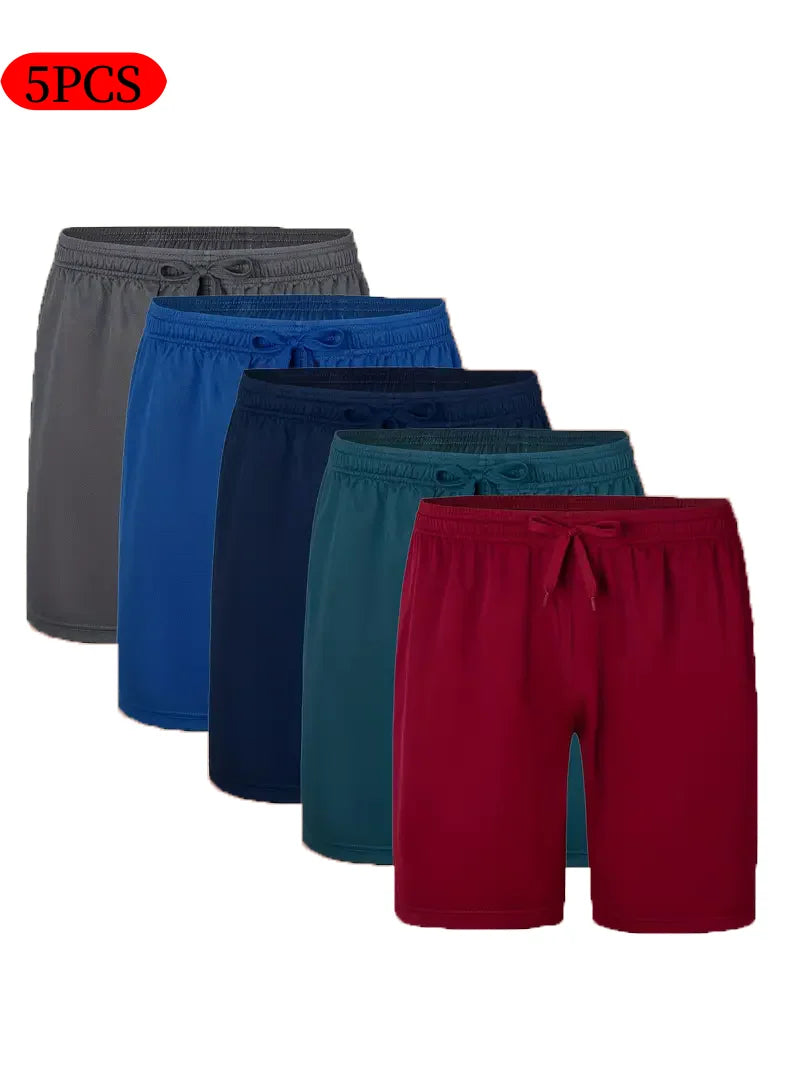5-piece men's casual shorts with drawstring waistband