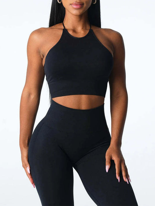 Women s Seamless Sports Bra Solid Color Sleeveless Yoga